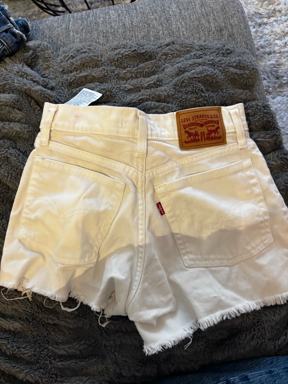 Levi's White Denim Frayed Cutoff Shorts - Women's